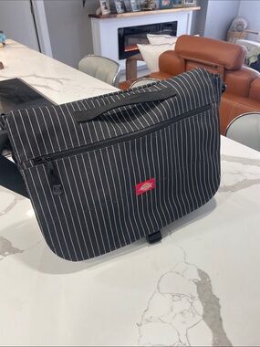 Dickies Black Pinstripe Messenger Crossbody Bag